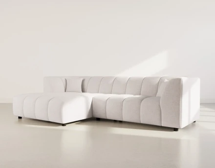 Canapé d'angle gauche 4 places avec accoudoir en tissu texturé Curtis