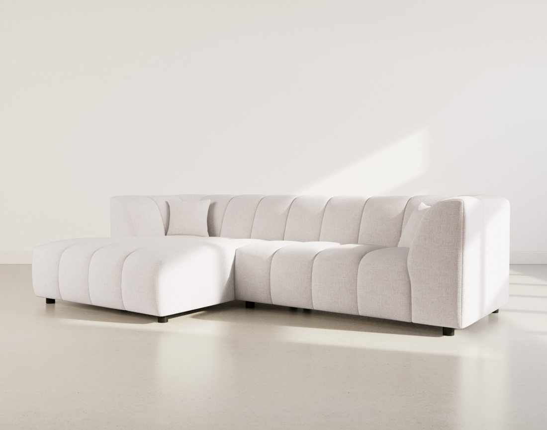 Canapé d'angle gauche 4 places avec accoudoir en tissu texturé Curtis