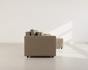 Canapé d'angle réversible 4 places convertible avec coffre en tissu texturé Jonas