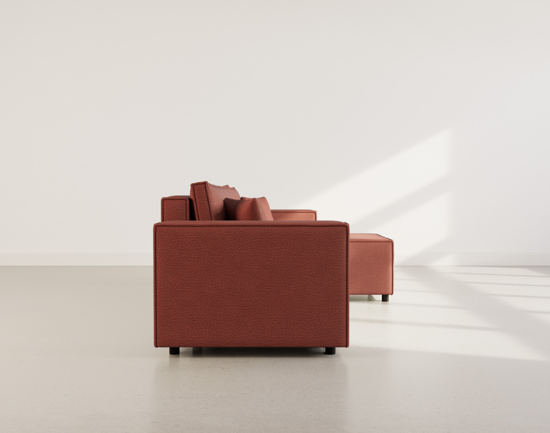 Canapé d'angle réversible 4 places convertible avec coffre en tissu texturé Jonas