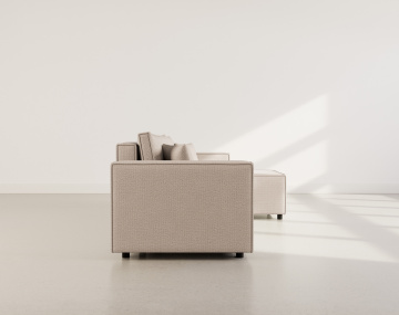 Canapé d'angle réversible 4 places convertible avec coffre en tissu texturé Jonas