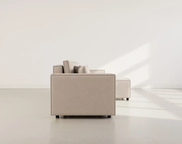 Canapé d'angle réversible 4 places convertible avec coffre en tissu texturé Jonas