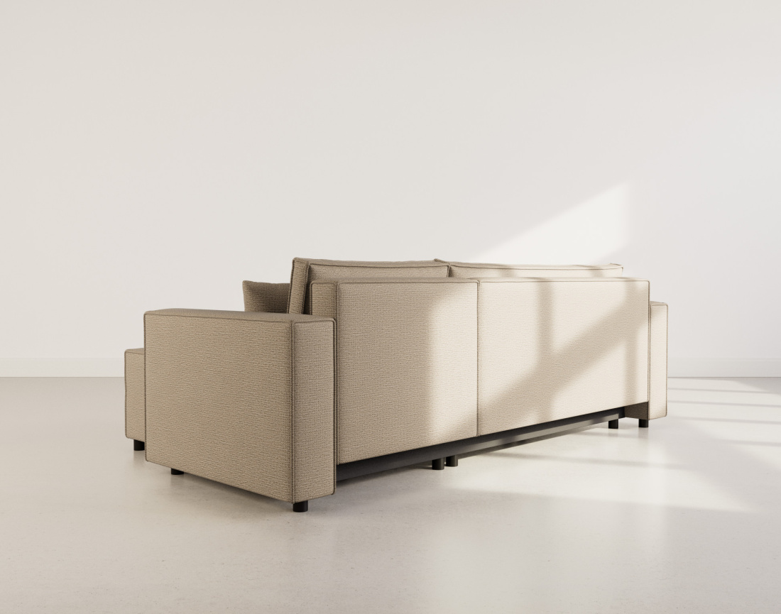 Canapé d'angle réversible 4 places convertible avec coffre en tissu texturé Jonas