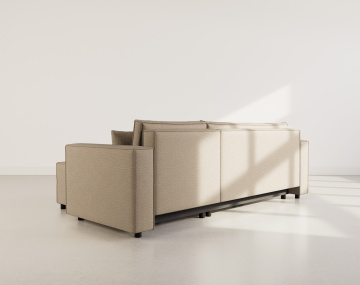 Canapé d'angle réversible 4 places convertible avec coffre en tissu texturé Jonas
