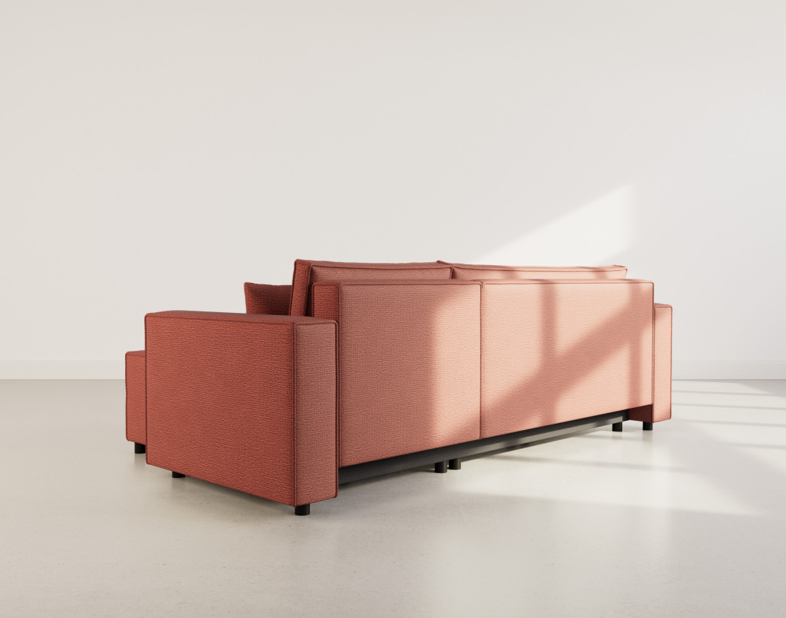 Canapé d'angle réversible 4 places convertible avec coffre en tissu texturé Jonas