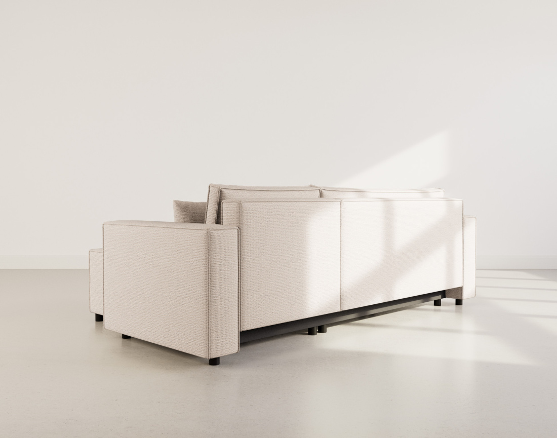 Canapé d'angle réversible 4 places convertible avec coffre en tissu texturé Jonas