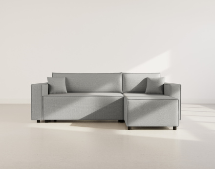 Canapé d'angle réversible 4 places convertible avec coffre en tissu texturé Jonas