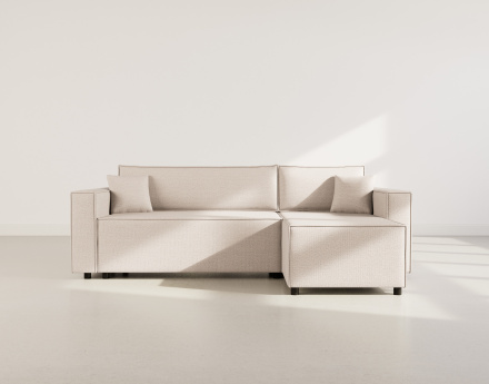 Canapé d'angle réversible 4 places convertible avec coffre en tissu texturé Jonas