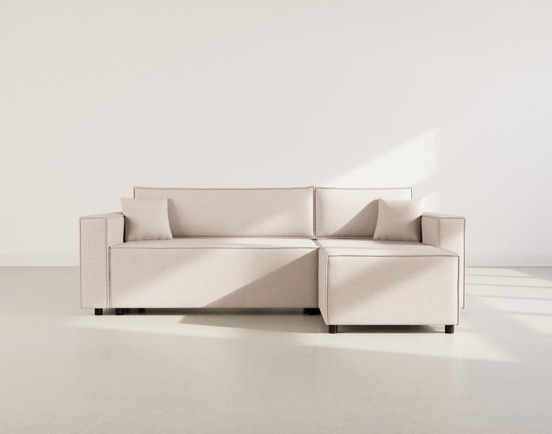 Canapé d'angle réversible 4 places convertible avec coffre en tissu texturé Jonas