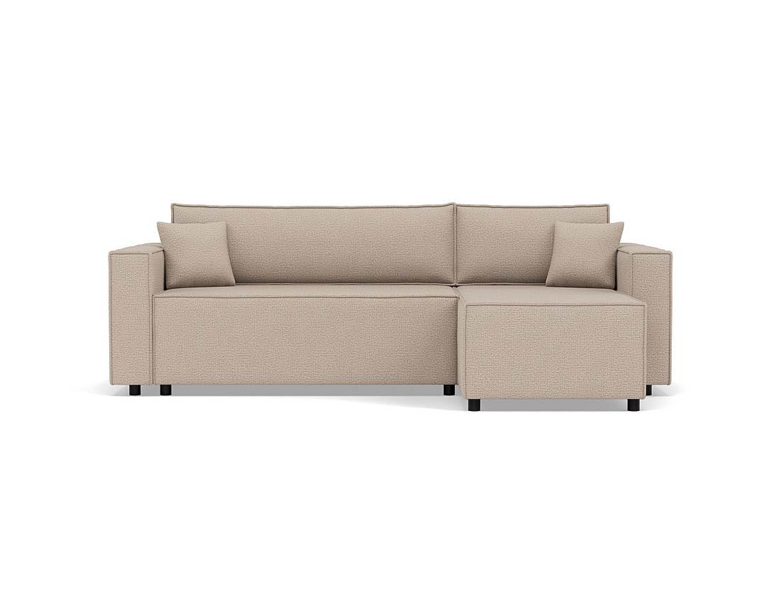 Canapé d'angle réversible 4 places convertible avec coffre en tissu texturé Jonas