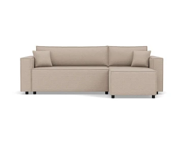 Canapé d'angle réversible 4 places convertible avec coffre en tissu texturé Jonas