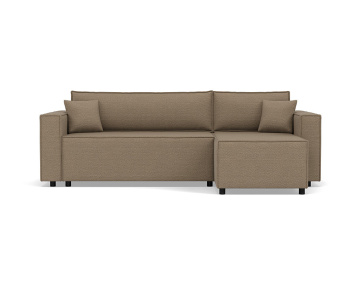 Canapé d'angle réversible 4 places convertible avec coffre en tissu texturé Jonas