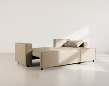 Canapé d'angle réversible 4 places convertible avec coffre en tissu texturé Jonas