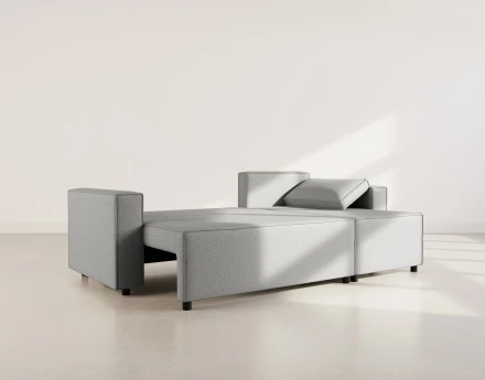 Canapé d'angle réversible 4 places convertible avec coffre en tissu texturé Jonas