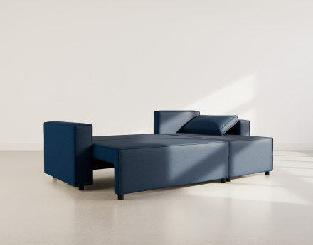 Canapé d'angle réversible 4 places convertible avec coffre en tissu texturé Jonas