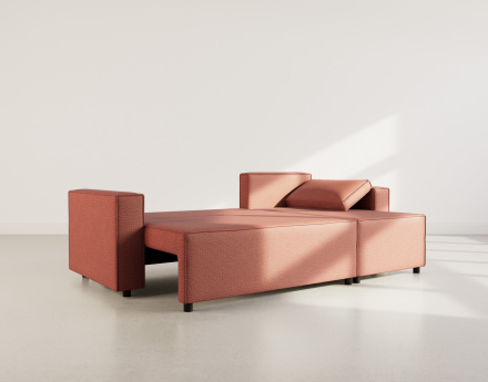 Canapé d'angle réversible 4 places convertible avec coffre en tissu texturé Jonas