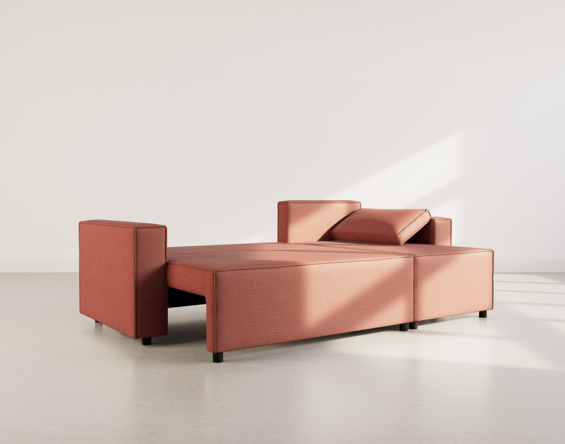 Canapé d'angle réversible 4 places convertible avec coffre en tissu texturé Jonas