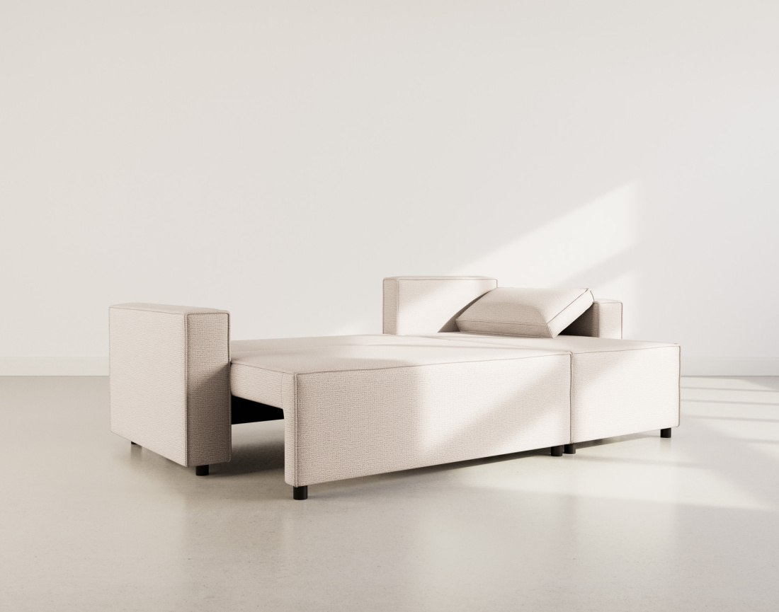 Canapé d'angle réversible 4 places convertible avec coffre en tissu texturé Jonas