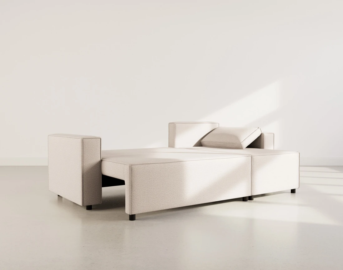 Canapé d'angle réversible 4 places convertible avec coffre en tissu texturé Jonas