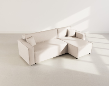 Canapé d'angle réversible 4 places convertible avec coffre en tissu texturé Jonas
