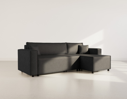 Canapé d'angle réversible 4 places convertible avec coffre en tissu texturé Jonas