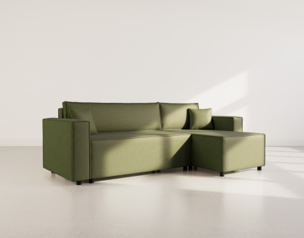 Canapé d'angle réversible 4 places convertible avec coffre en tissu texturé Jonas