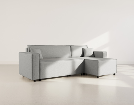 Canapé d'angle réversible 4 places convertible avec coffre en tissu texturé Jonas