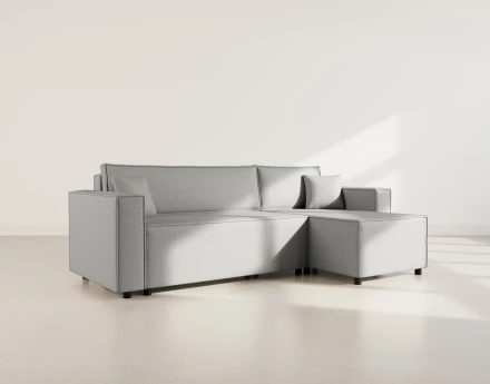 Canapé d'angle réversible 4 places convertible avec coffre en tissu texturé Jonas