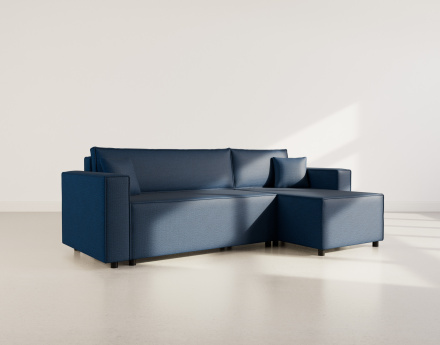 Canapé d'angle réversible 4 places convertible avec coffre en tissu texturé Jonas