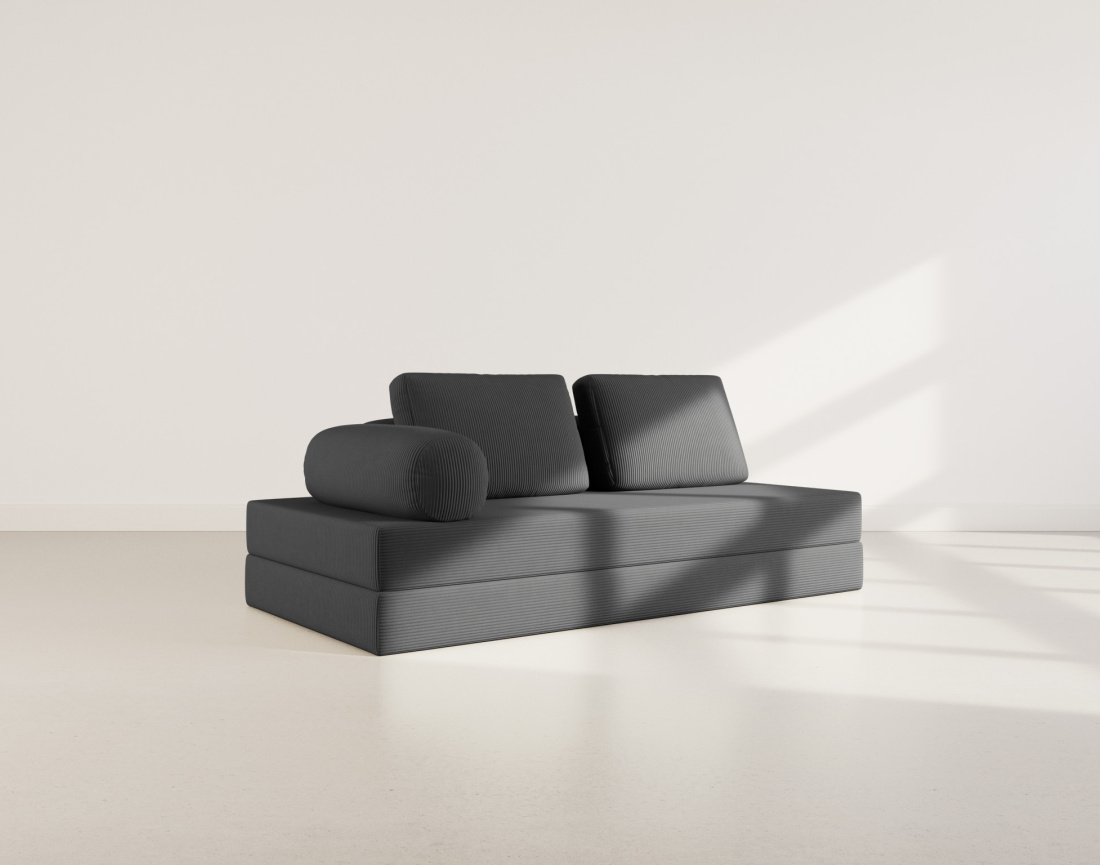 Canapé 3 places convertible en velours côtelé Lonny