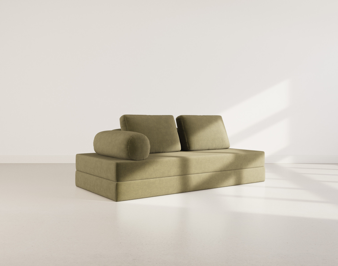 Canapé 3 places convertible en velours côtelé Lonny