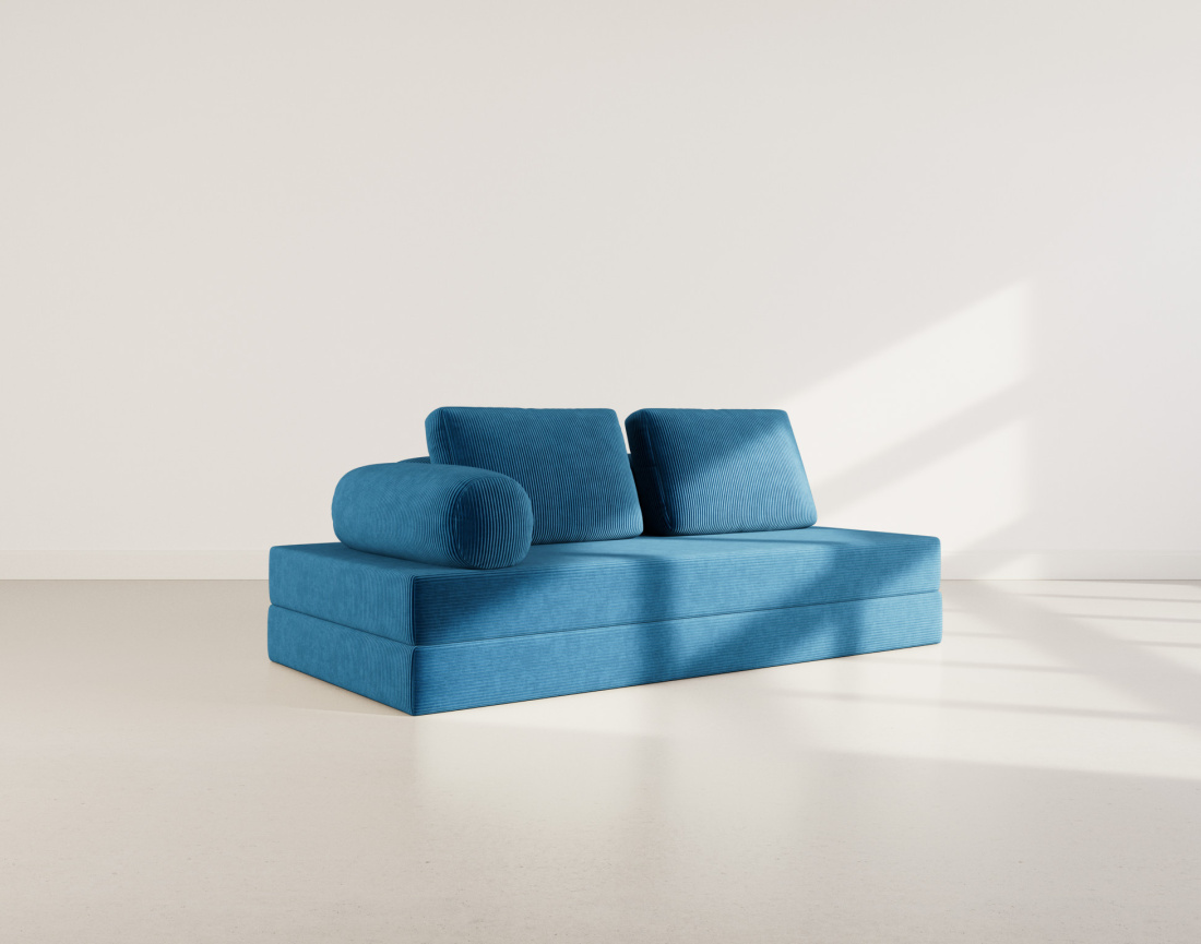 Canapé 3 places convertible en velours côtelé Lonny