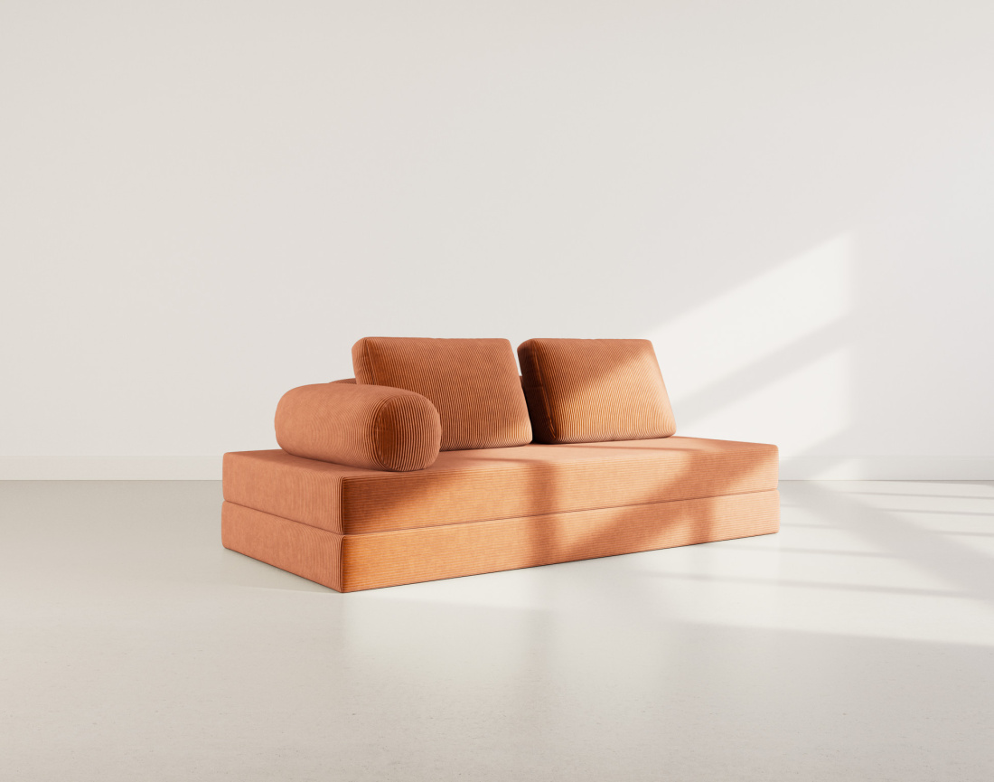 Canapé 3 places convertible en velours côtelé Lonny