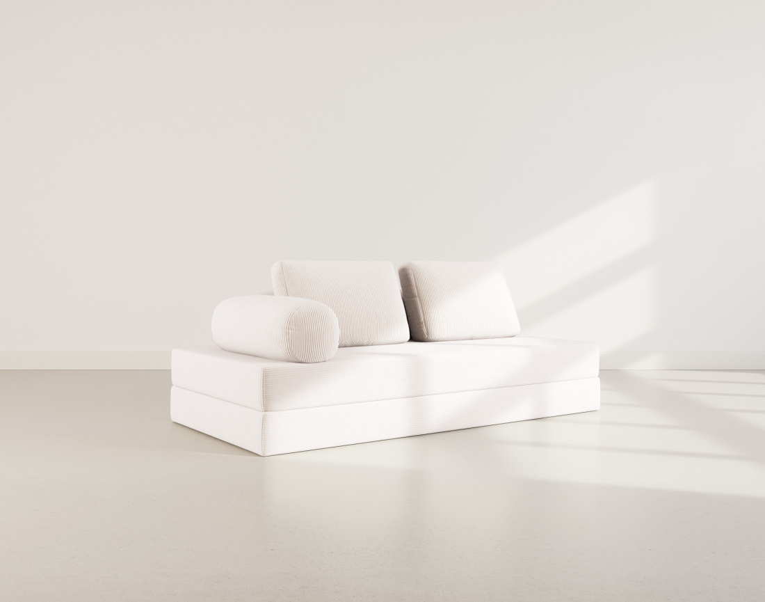 Canapé 3 places convertible en velours côtelé Lonny