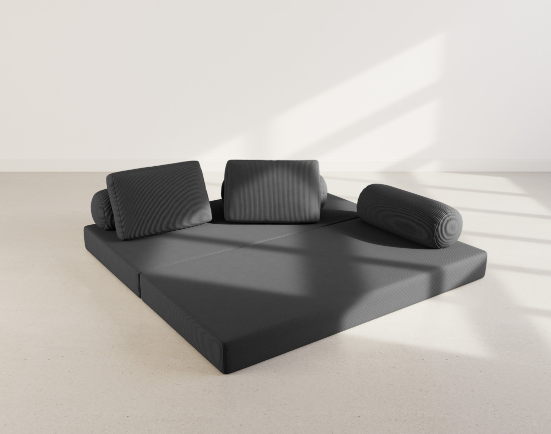 Canapé 3 places convertible en velours côtelé Lonny