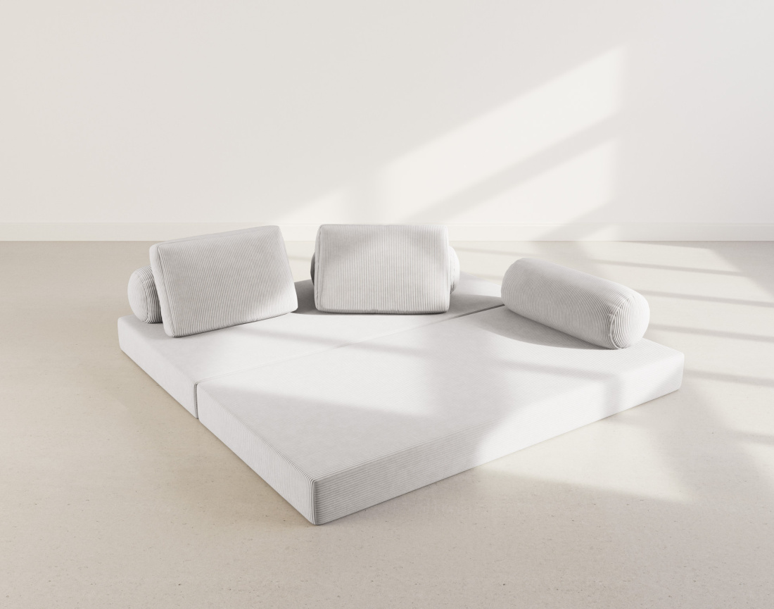 Canapé 3 places convertible en velours côtelé Lonny