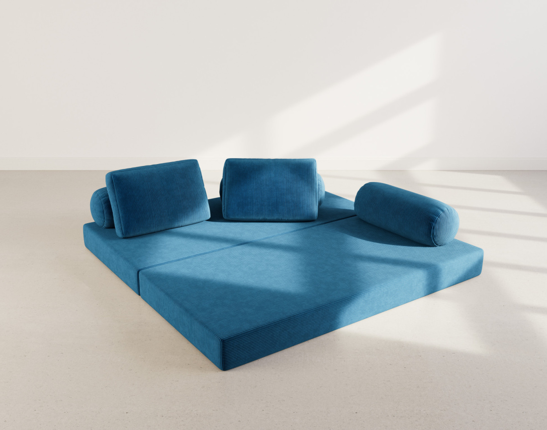 Canapé 3 places convertible en velours côtelé Lonny