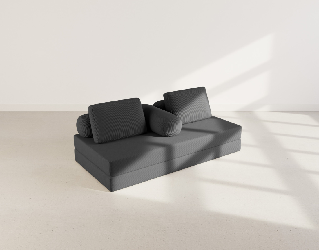 Canapé 3 places convertible en velours côtelé Lonny