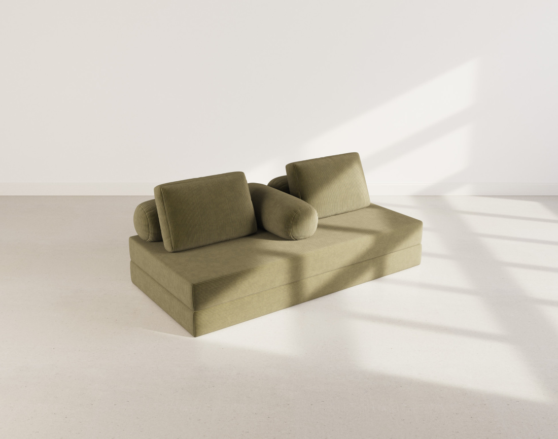 Canapé 3 places convertible en velours côtelé Lonny