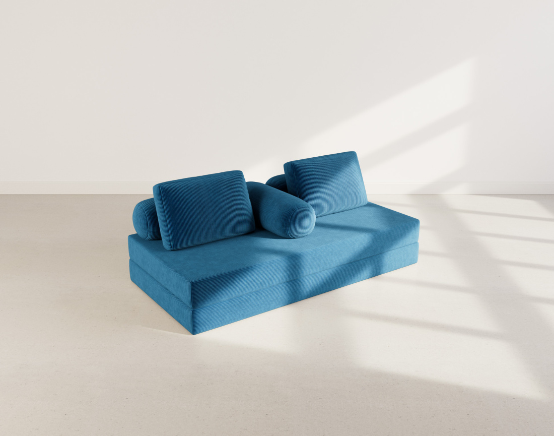 Canapé 3 places convertible en velours côtelé Lonny