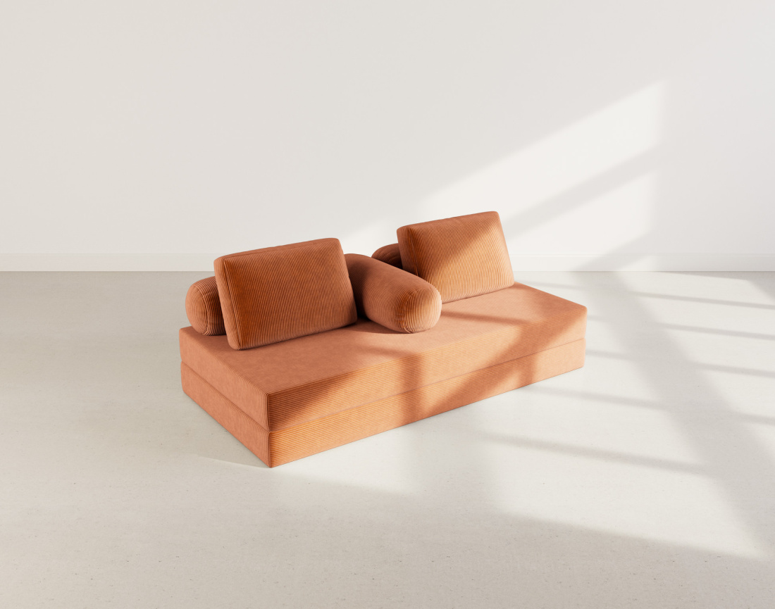 Canapé 3 places convertible en velours côtelé Lonny