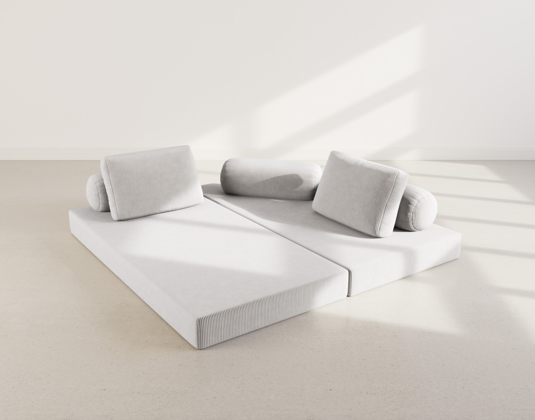 Canapé 3 places convertible en velours côtelé Lonny