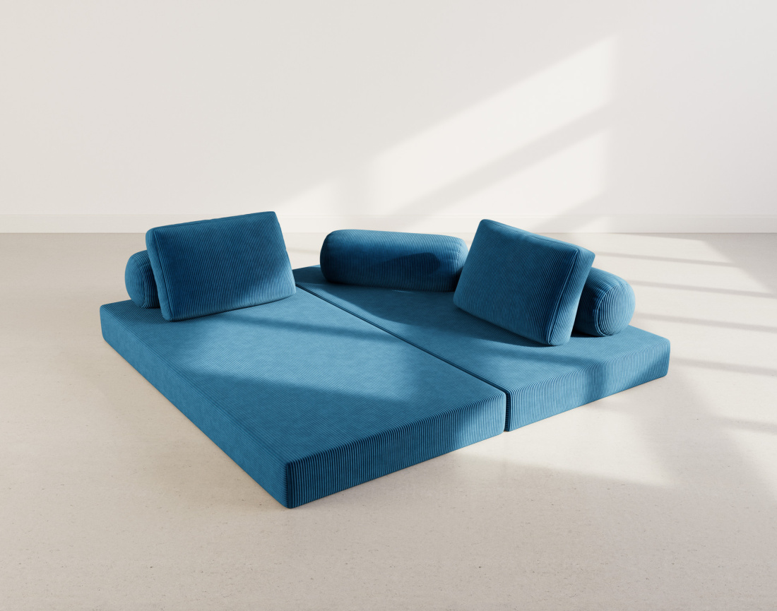 Canapé 3 places convertible en velours côtelé Lonny