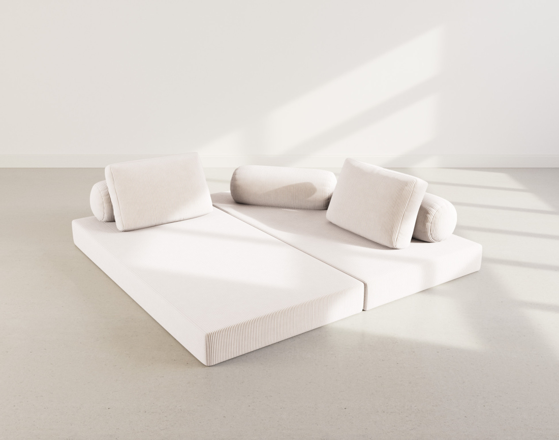 Canapé 3 places convertible en velours côtelé Lonny