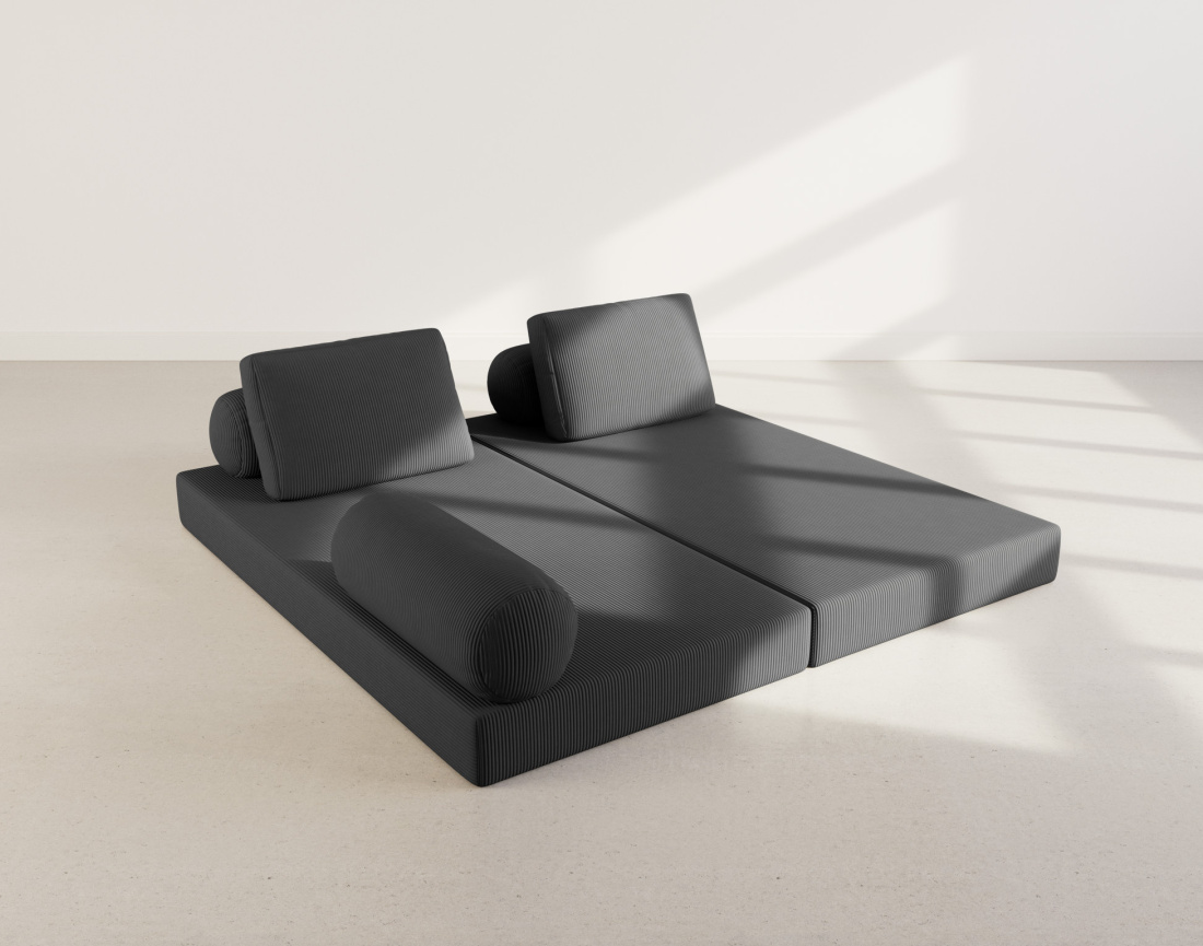 Canapé 3 places convertible en velours côtelé Lonny