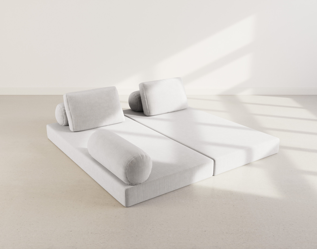 Canapé 3 places convertible en velours côtelé Lonny