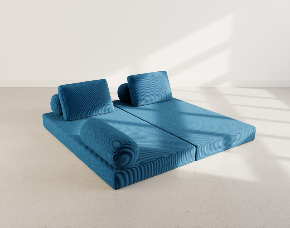 Canapé 3 places convertible en velours côtelé Lonny