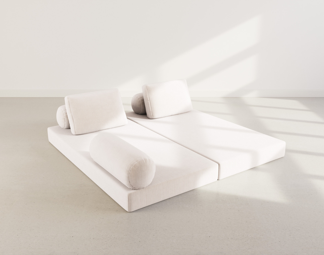 Canapé 3 places convertible en velours côtelé Lonny