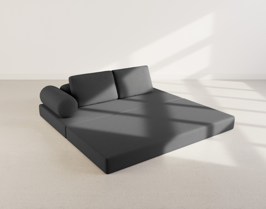 Canapé 3 places convertible en velours côtelé Lonny