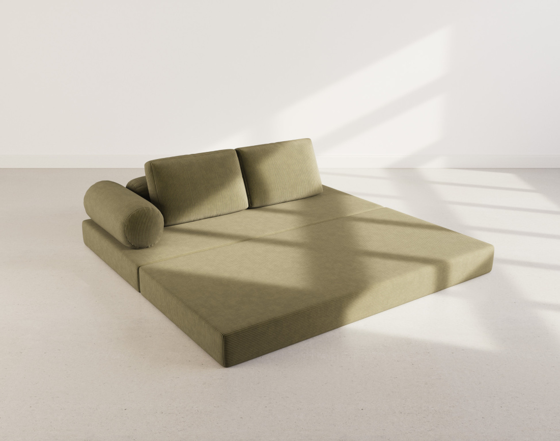 Canapé 3 places convertible en velours côtelé Lonny